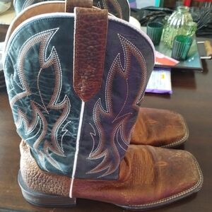 Men's Brown and Dark Turquoise Western Boots